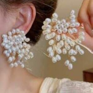 Andkiss 1 Pair Faux Pearl Waterfall Stud Earrings, Suitable For Daily Wear